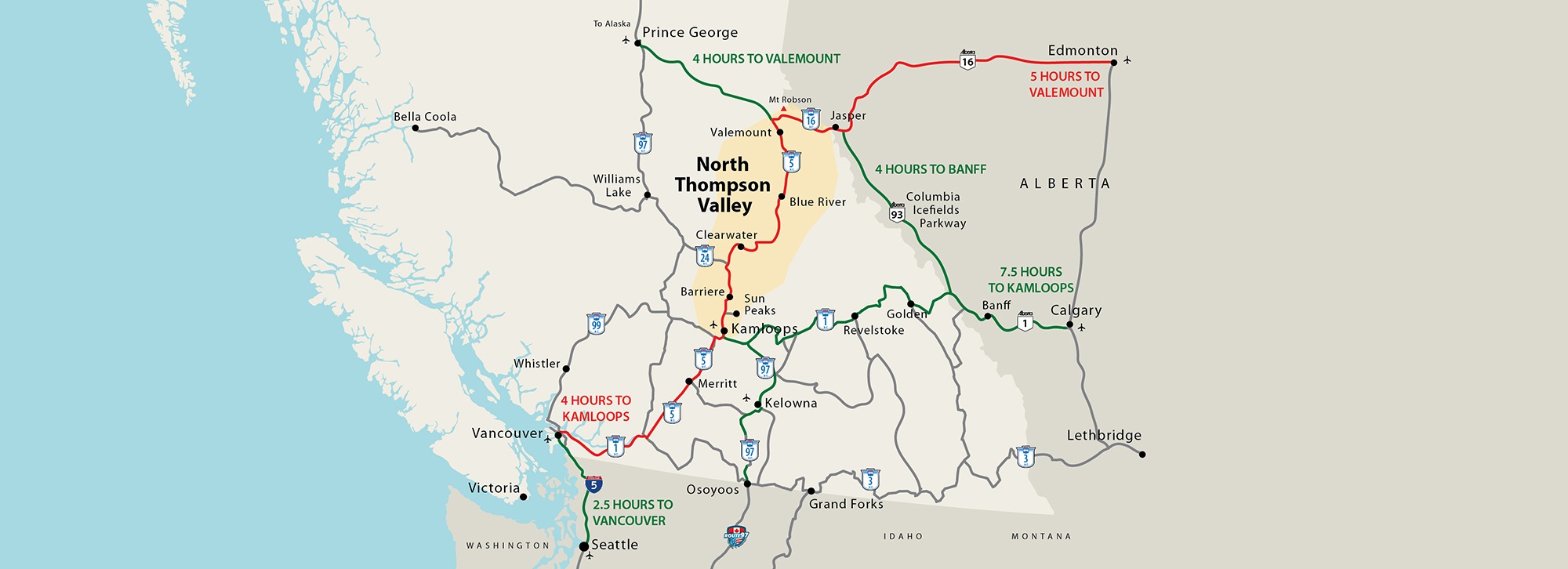 Getting to the North Thompson Valley - Map