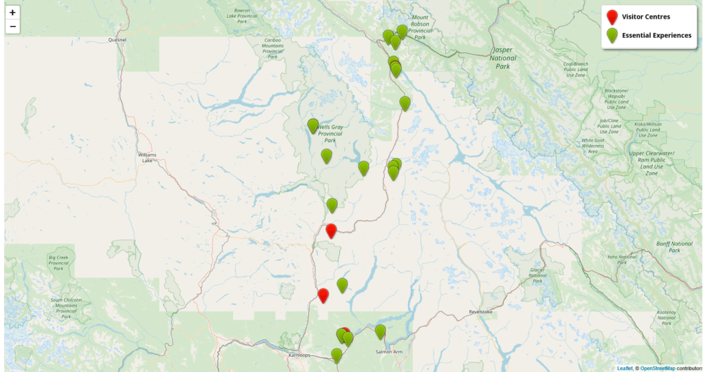 Interactive Map with Visitor Centres and Feature Attractions